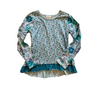 Naartjie Blue & Purple Floral Long Sleeve Kids Top size 8